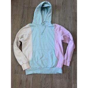 Teddy Fresh Embroidered Logo Hoodie Sweatshirt Pastel Colorblock Size Medium